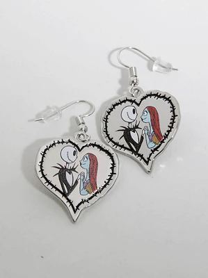 Nightmare Jack & Sally Heart Earrings