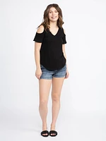 Women's V-Neck Cold Shoulder Tee