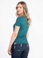 Women's Crew Neck Side Ruched Tee