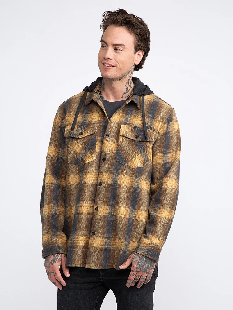 Men's Plaid Hooded Flannel Shirt