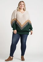 Women's Chevron Colour Blocked Sweater