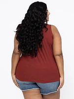 Women's Ribbed Split Neck Tank