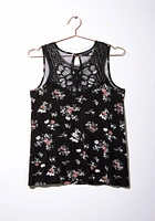 Women's Floral Crochet Neck Tank