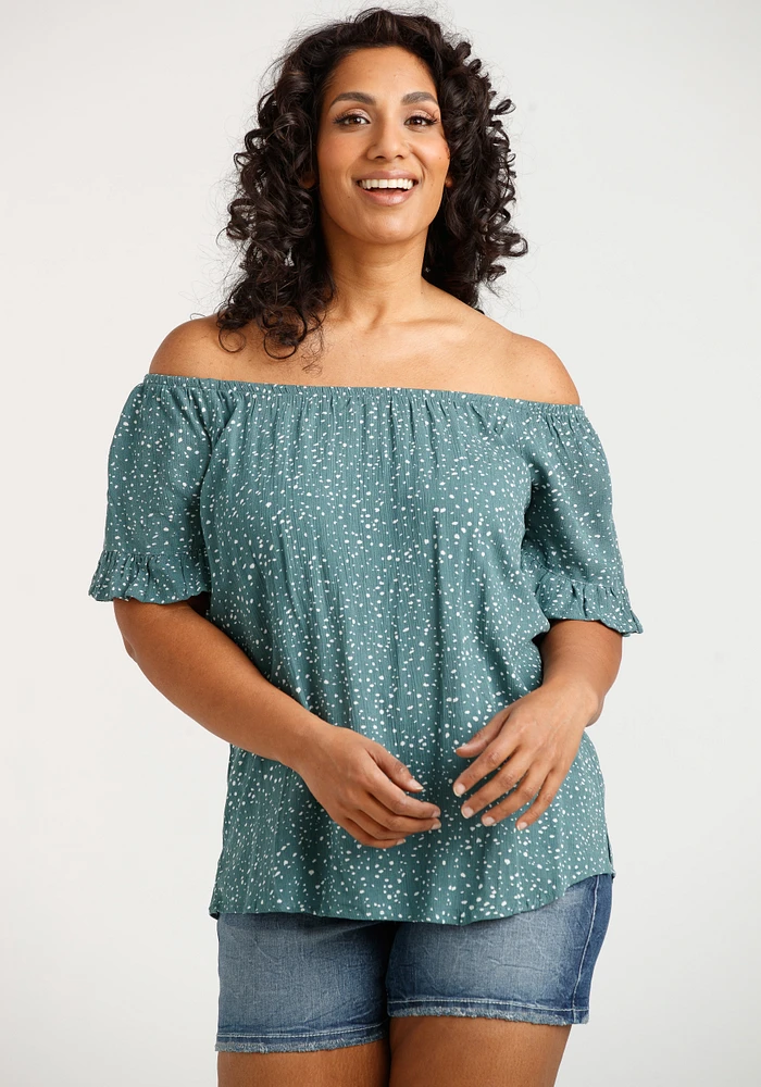 Women's Dot Print Peasant Top