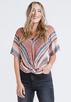 Women's Multi Stripe Front Knot Top