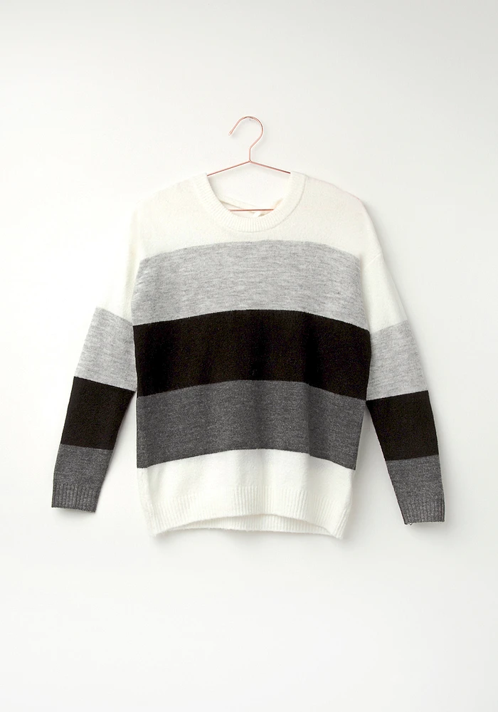 Women's Colour Block Lace Up Sweater