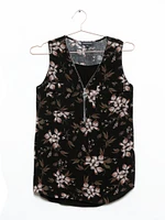 Women's Floral Half Zip Tank