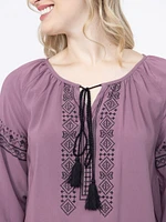 Women's Printed Peasant Top