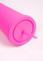 24oz Rubber Coated Fuschia Tumbler