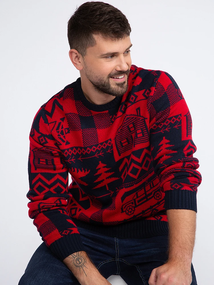 Men's Red Buffalo Sweater