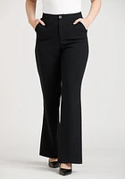 Women's High Rise Black Crepe Knit Wide Leg Pant