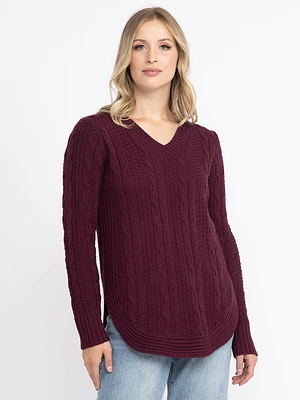 Women's V Neck Cable Tunic