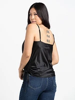 Women's Cowl Neck Satin Tank