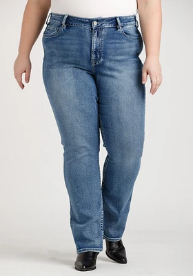 Women's Plus Medium Wash Straight Leg Je