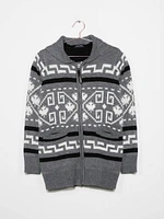 Women's Geometric Zip Front Cardigan