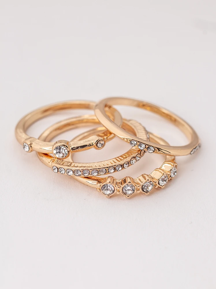 Women's Gold and Crystal Rings