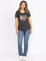 Women's Plaid Tree Scoop Neck Tee