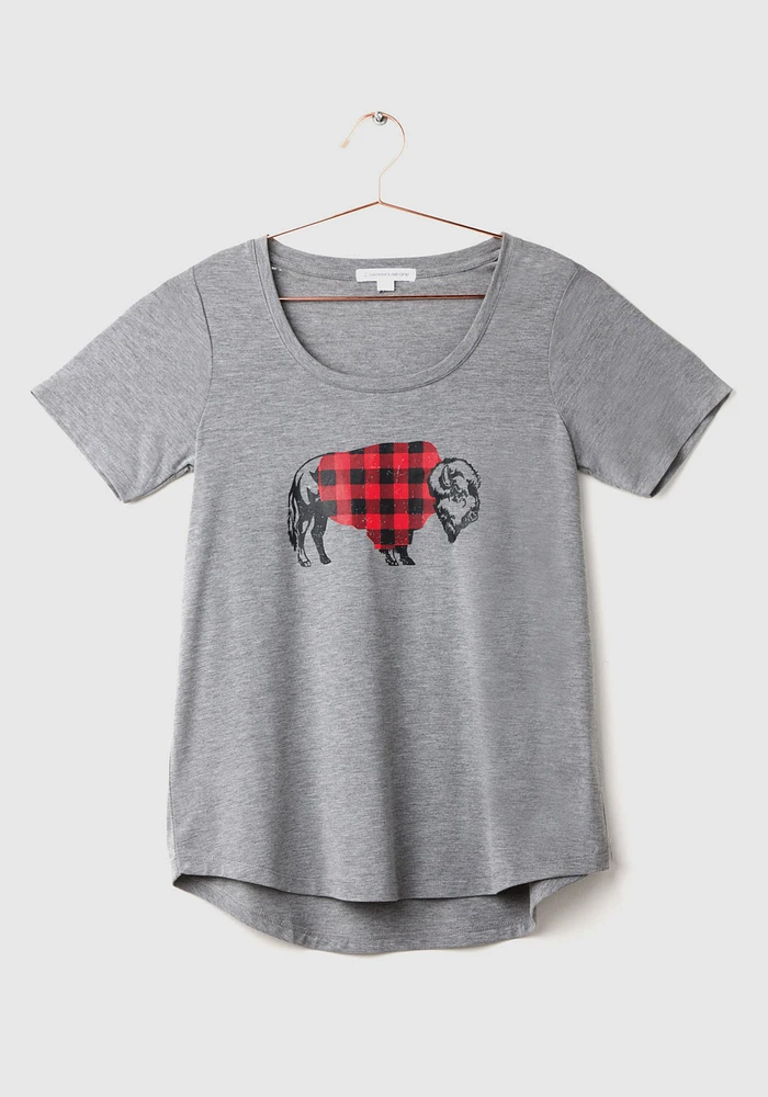 Women's Buffalo Plaid Scoop Neck Tee