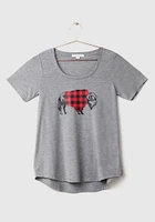 Women's Buffalo Plaid Scoop Neck Tee