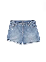 Women's Plus Boyfriend Cuffed Midi Denim Short