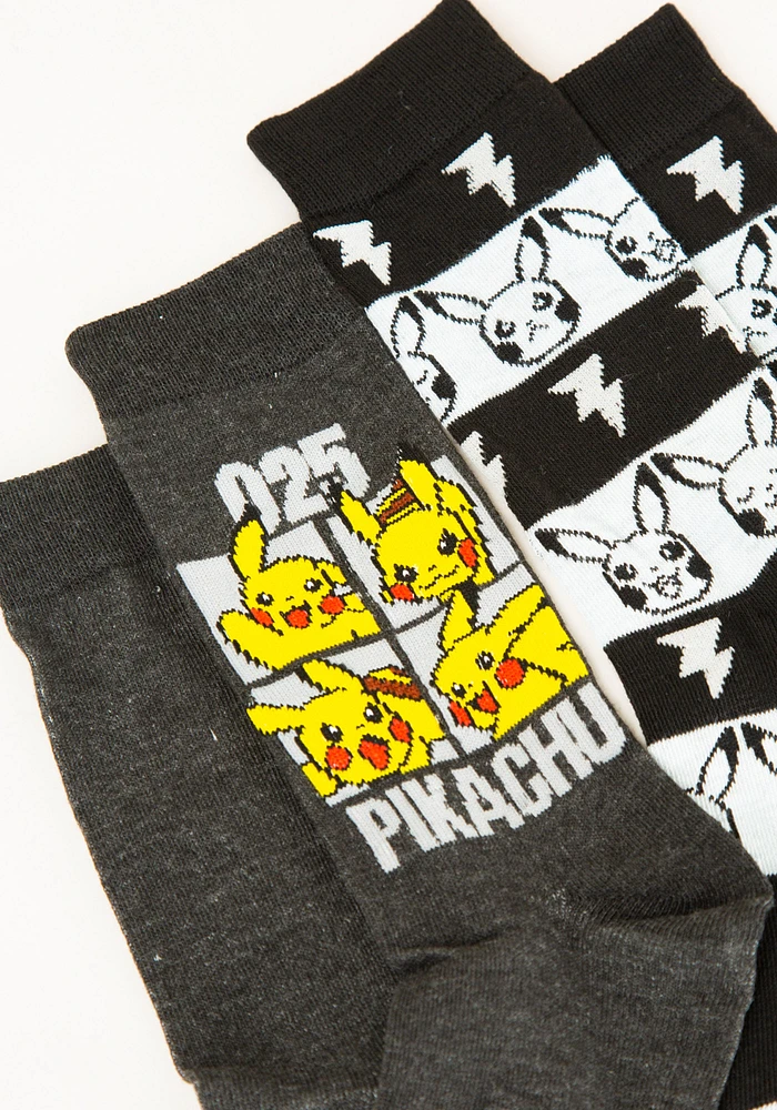 Men's 2 Pack Pikachu Crew Sock