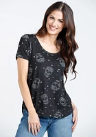 Women's Skull Scoop Neck Tee