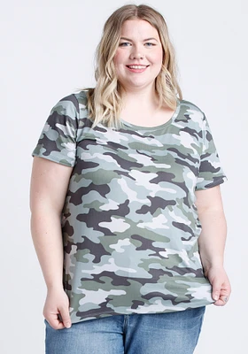 Women's Camo Scoop Neck Tee