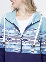 Women's Geo Colour Block Zip Hoodie