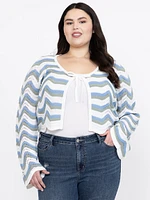 Women's Wave Stitch Tie Front Cardigan