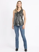 Women's Sequin Half Zip Tank