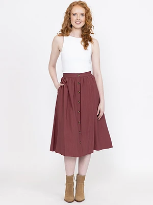 Women's Button Front Midi Skirt