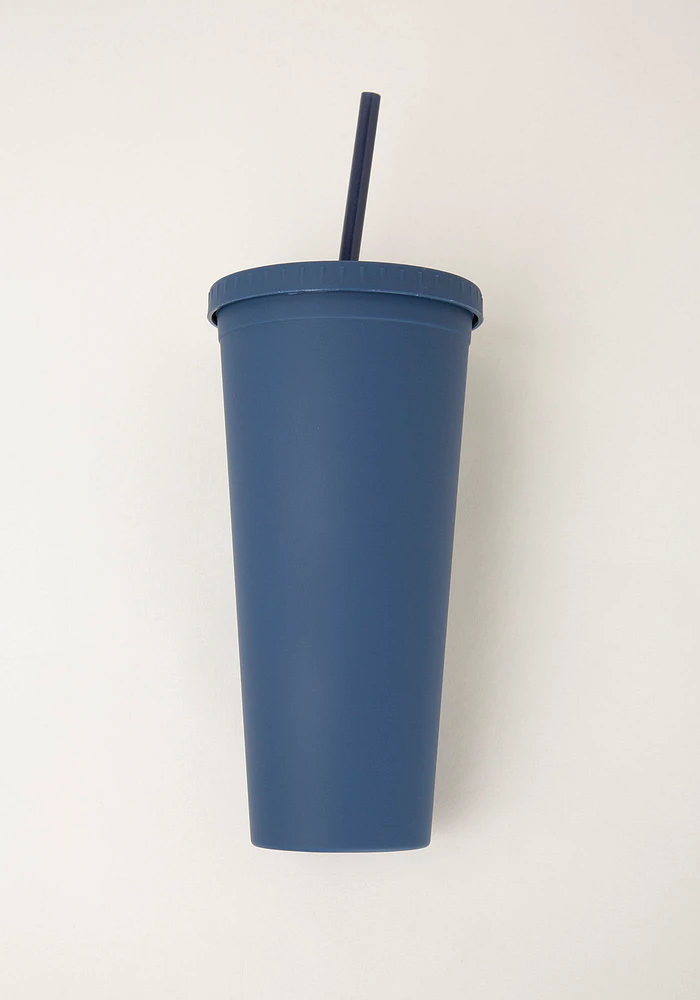 Dark Blue Rubber Coated Tumbler