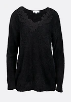 Women's Crochet Neckline Sweater