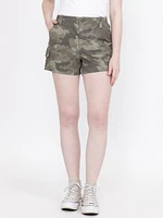 Women's High Rise Stretch Camo Cargo Shortie