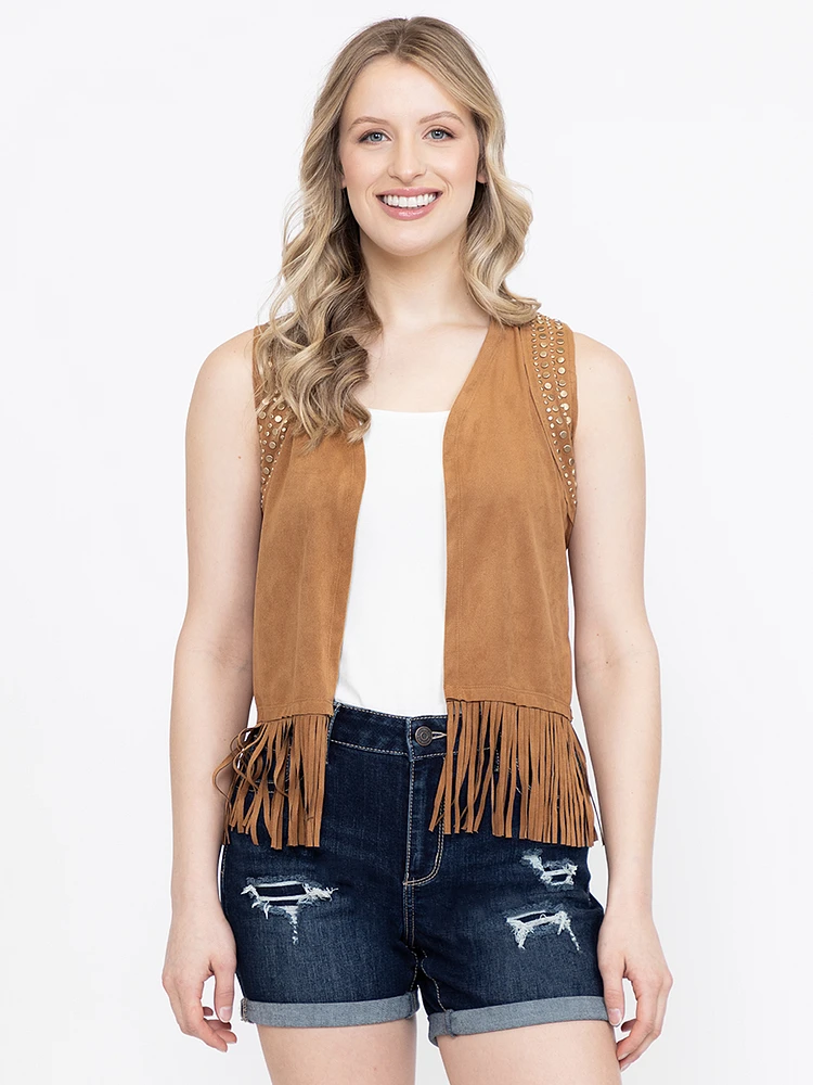 Women's Studded Fringe Vest