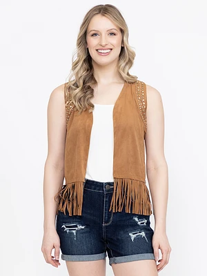 Women's Studded Fringe Vest