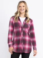 Women's Brushed Knit Plaid Tunic