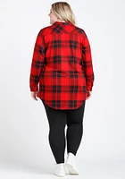 Women's Brushed Knit Plaid Tunic Shirt