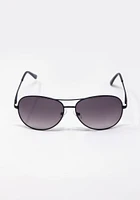 Men's Black Frame Aviator Sunglasses