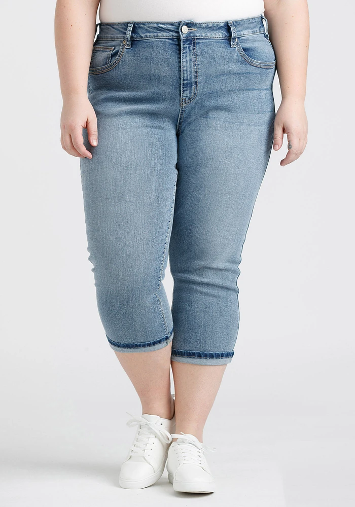 Women's Plus 2 Tone Stitch Cuffed Jean C