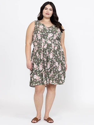 Women's Floral Smocked Waist Dress
