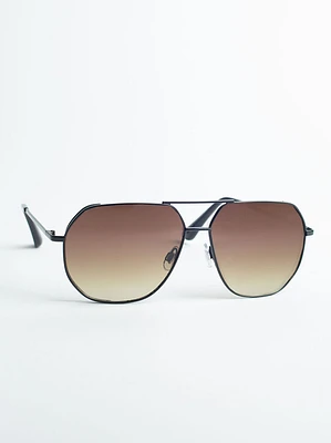 Men's Black Frame Amber Sunglasses