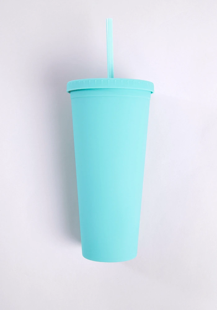 24oz Rubber Coated Light Blue Tumbler