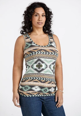 Women's Geometric Side Ruched Tank