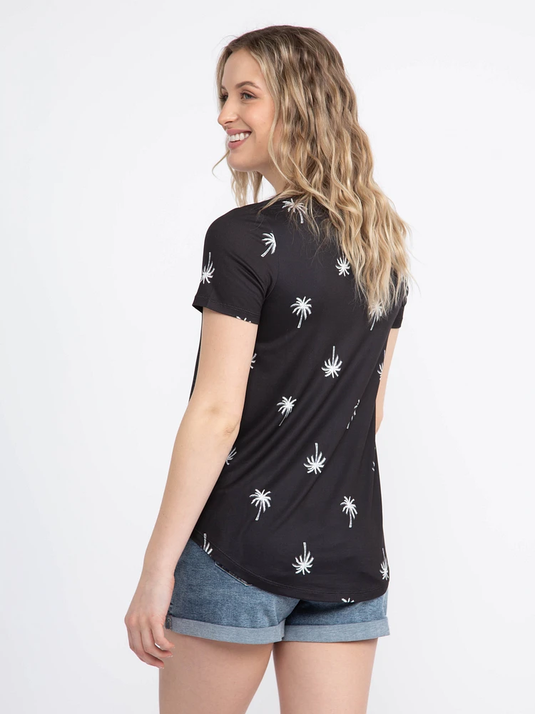 Women's Palm Tree Scoop Neck Tee