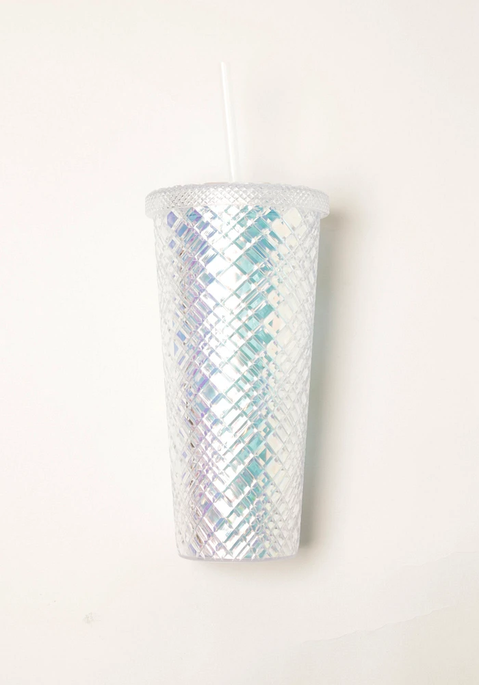 24 oz Diamond Cut Clear Tumbler