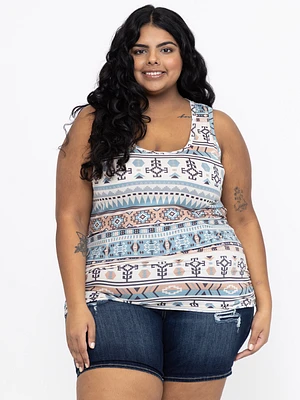 Women's Geometric Side Ruched Tank