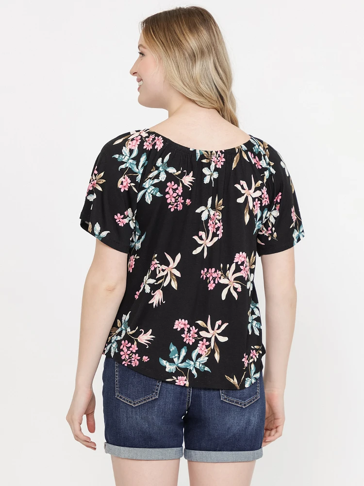 Women's Tropical Peasant Top