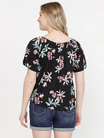 Women's Tropical Peasant Top