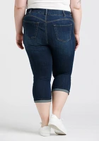 Women's Plus 2 Button Cuffed Jean Capri